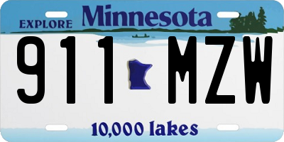 MN license plate 911MZW