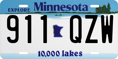 MN license plate 911QZW