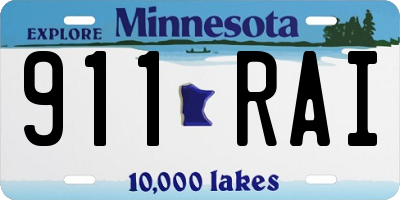 MN license plate 911RAI