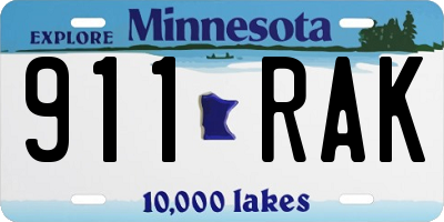 MN license plate 911RAK