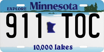 MN license plate 911TOC