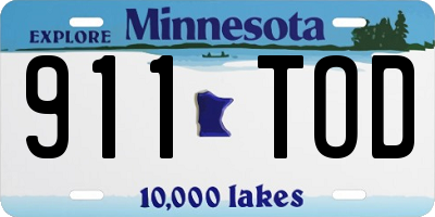 MN license plate 911TOD