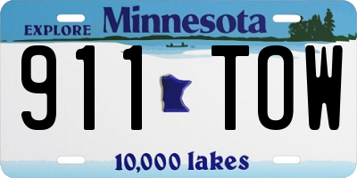 MN license plate 911TOW