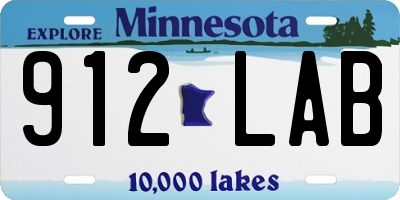 MN license plate 912LAB