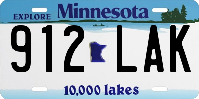 MN license plate 912LAK