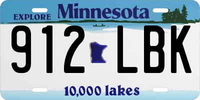 MN license plate 912LBK