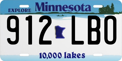 MN license plate 912LBO