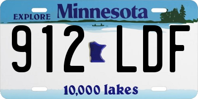 MN license plate 912LDF