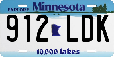 MN license plate 912LDK