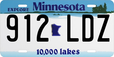 MN license plate 912LDZ