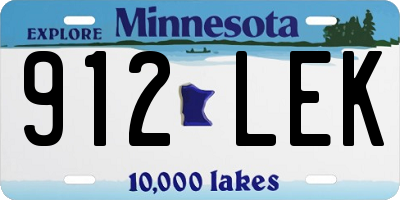 MN license plate 912LEK