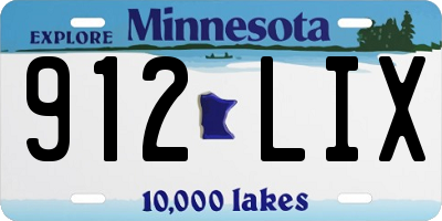 MN license plate 912LIX