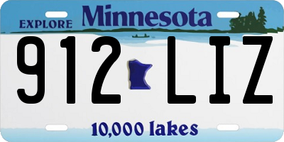 MN license plate 912LIZ