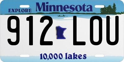 MN license plate 912LOU