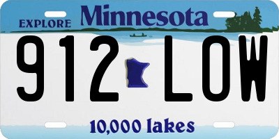 MN license plate 912LOW