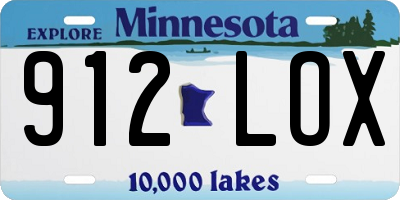 MN license plate 912LOX