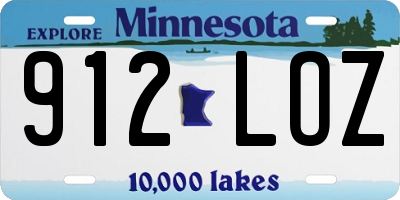 MN license plate 912LOZ