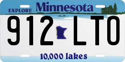 MN license plate 912LTO