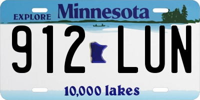 MN license plate 912LUN