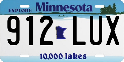 MN license plate 912LUX