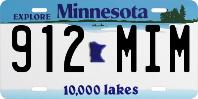 MN license plate 912MIM