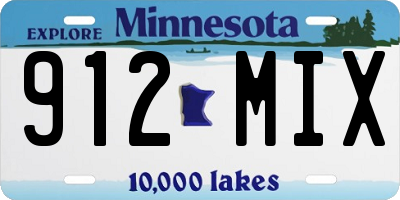 MN license plate 912MIX