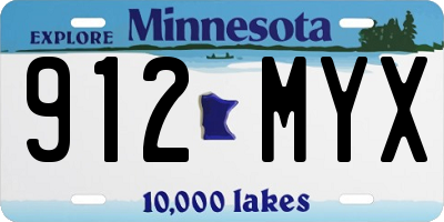 MN license plate 912MYX