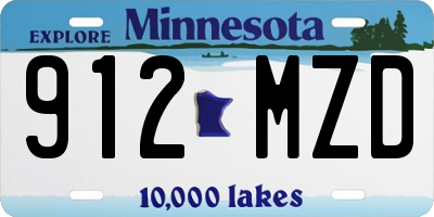 MN license plate 912MZD