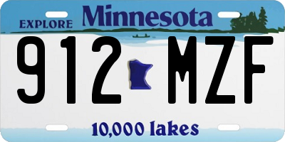 MN license plate 912MZF