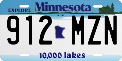 MN license plate 912MZN