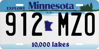 MN license plate 912MZO