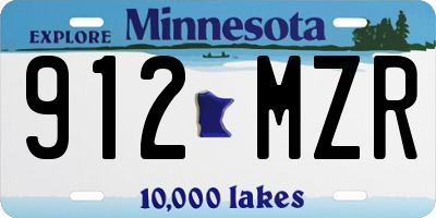 MN license plate 912MZR