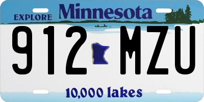 MN license plate 912MZU