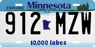 MN license plate 912MZW