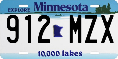 MN license plate 912MZX