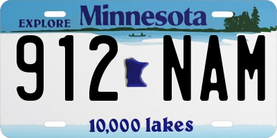 MN license plate 912NAM