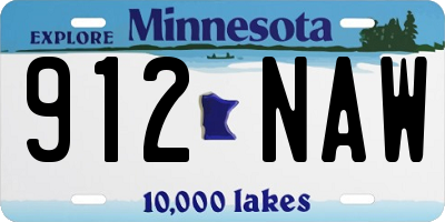 MN license plate 912NAW