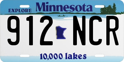 MN license plate 912NCR