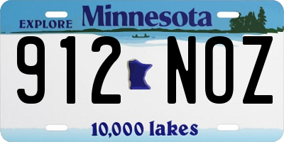 MN license plate 912NOZ