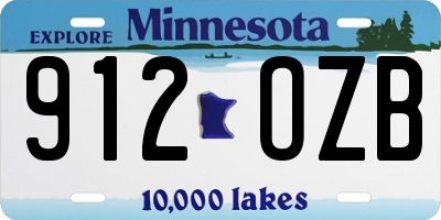 MN license plate 912OZB
