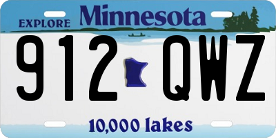 MN license plate 912QWZ