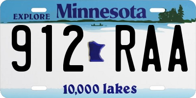 MN license plate 912RAA