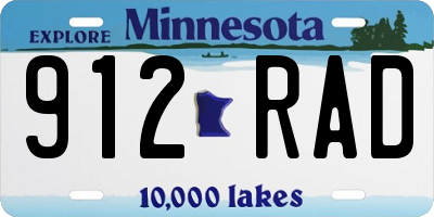 MN license plate 912RAD