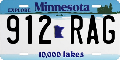 MN license plate 912RAG