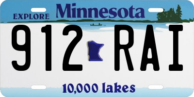 MN license plate 912RAI