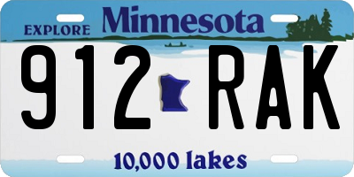 MN license plate 912RAK