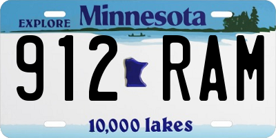 MN license plate 912RAM