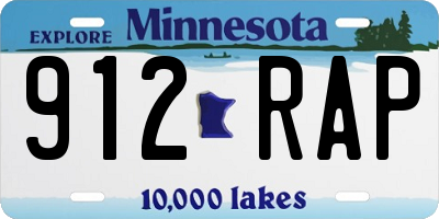 MN license plate 912RAP