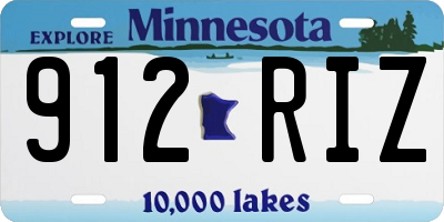 MN license plate 912RIZ