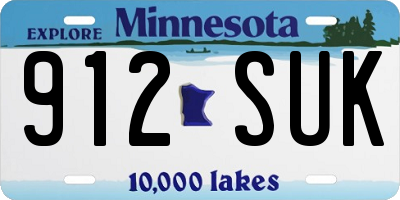 MN license plate 912SUK